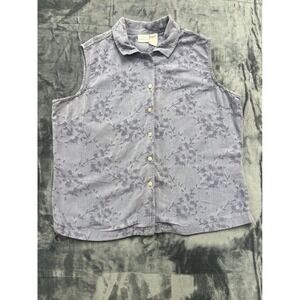 Cherokee Sleeveless Button Up Shirt Women XL Floral Print‎